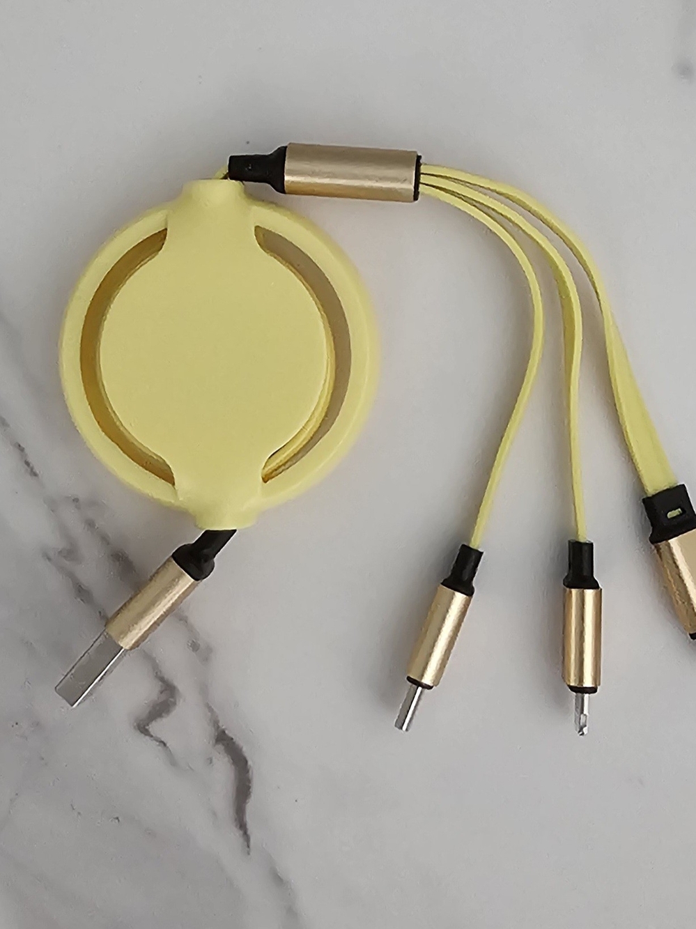 Universal 3-in-1 Retractable Charging Cable - Yellow